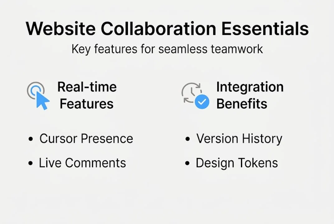 Infographic on website collaboration features and benefits