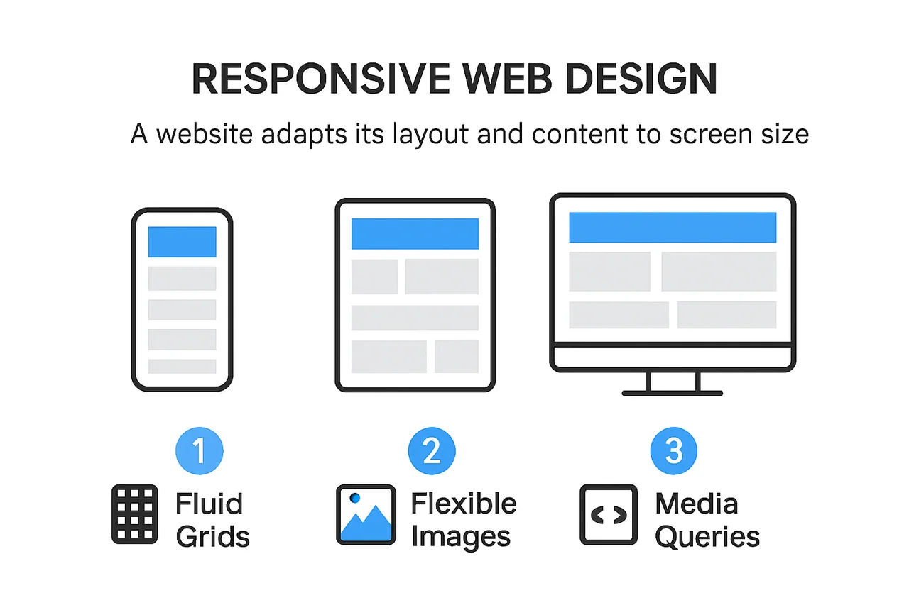 Infographic showing how responsive web design adapts to devices
