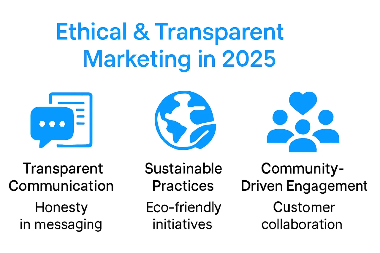 Infographic showing ethical digital marketing pillars for startups