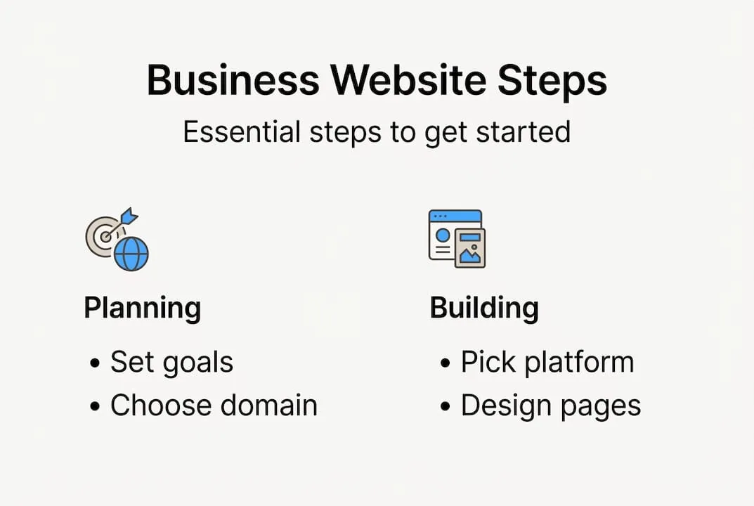 Infographic of business website setup steps