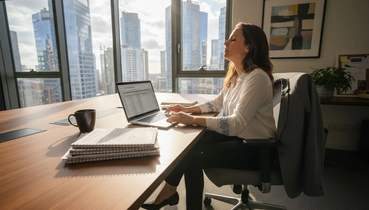 Manager pausing for mindful decision-making