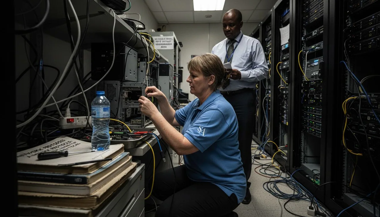 Technicians installing traditional software on-premise