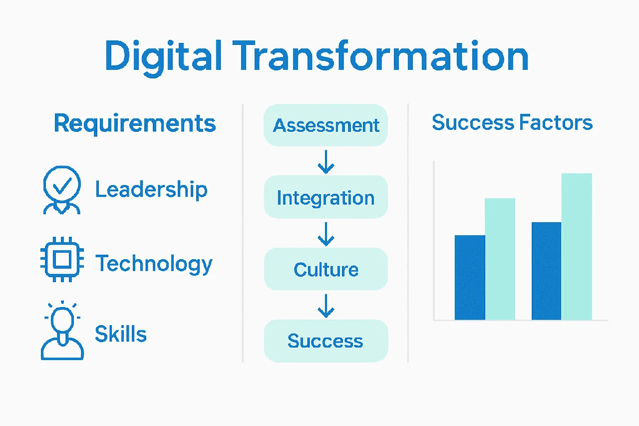 Infographic comparing digital transformation requirements and success factors