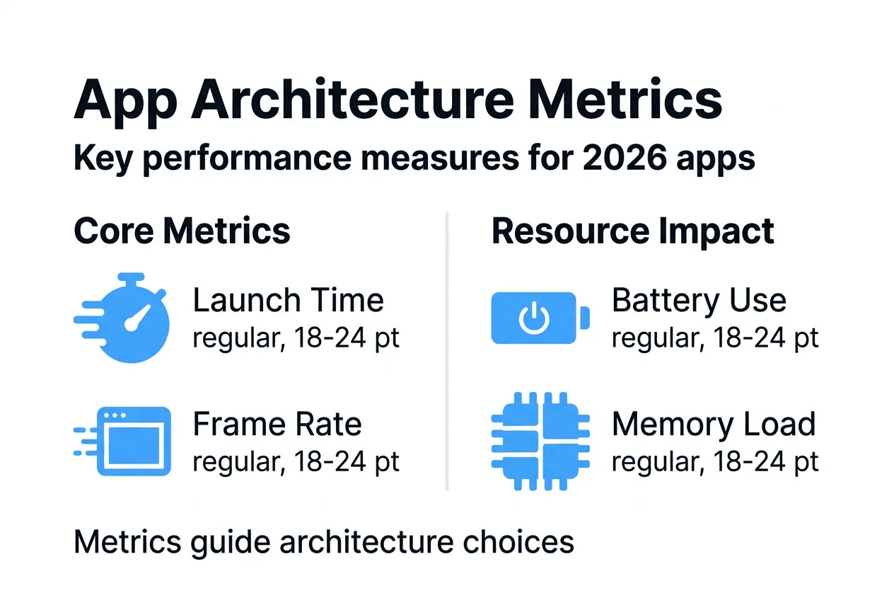 Infographic showing core app architecture performance metrics