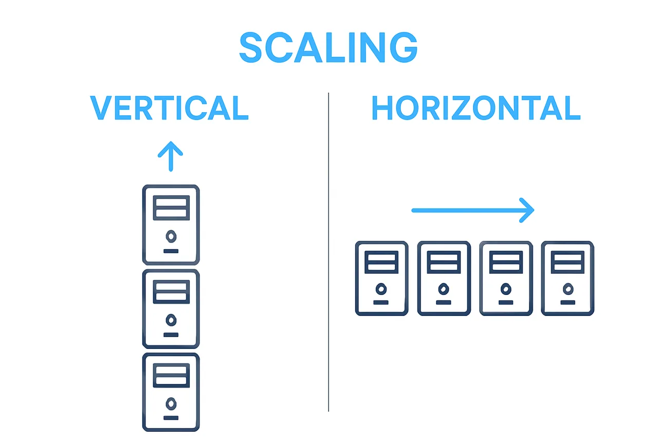 Infographic comparing vertical and horizontal software scaling