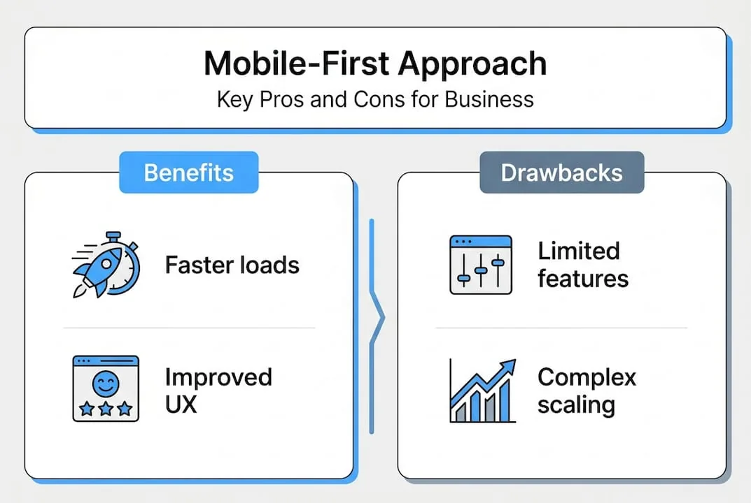 Infographic of mobile-first web design pros and cons