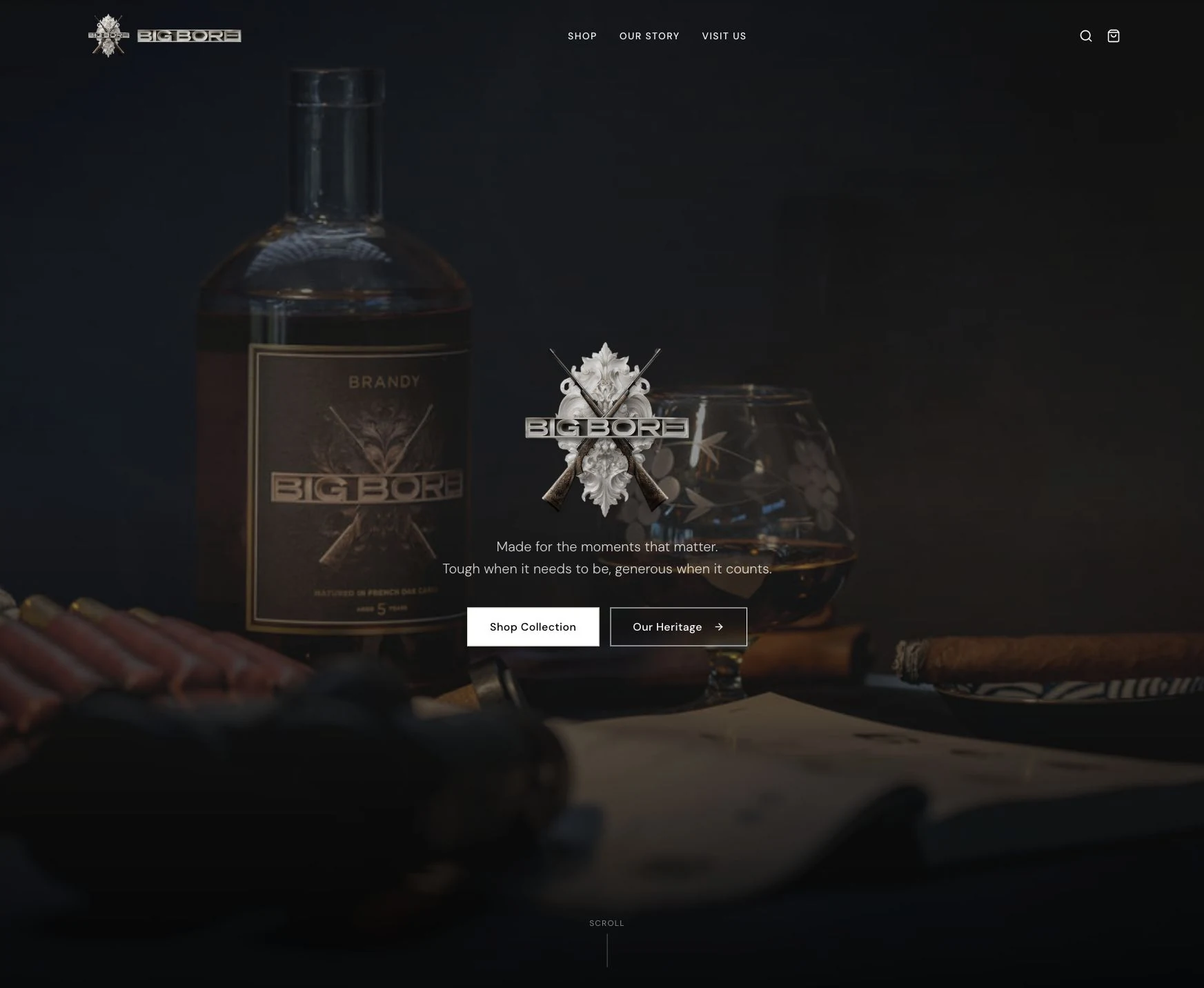 Actual BigBore website designed and developed for the project