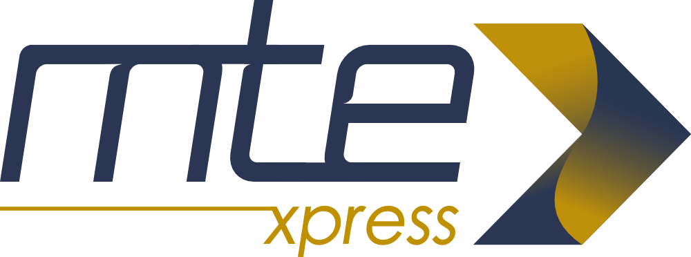 Original MTE Xpress navy and gold logo designed for the business